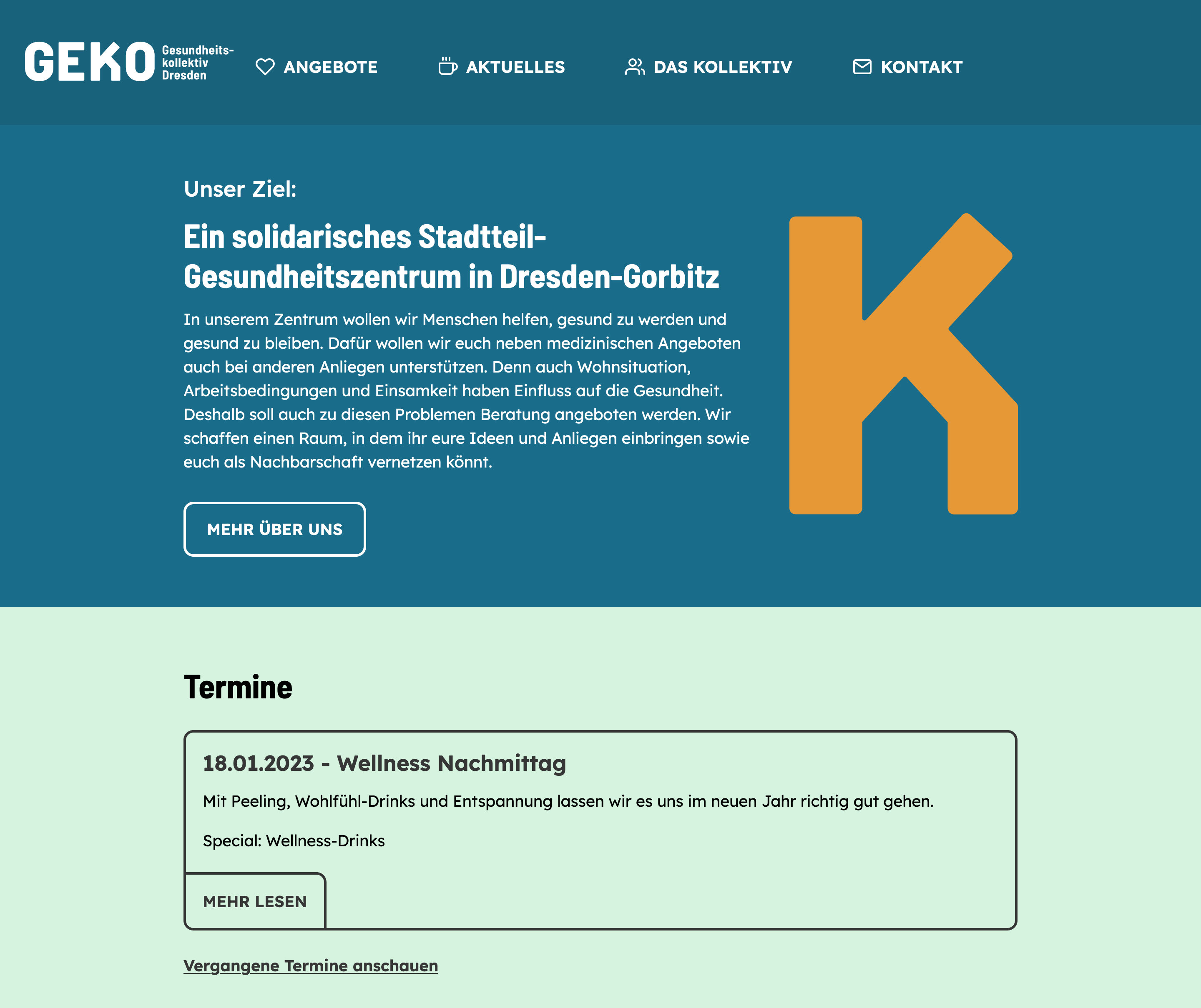 A screenshot of the website from the GEKO Dresden